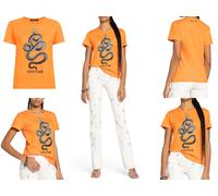 Roberto Cavalli Snake Estampado Monogram Algodón Camiseta Top Lounge Iconic Wow