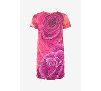 Roberto Cavalli Vestido Efecto Encrespado Con Estampado De Rosas - Female Ropa Fucsia 40