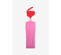 Roberto Cavalli Vestido Largo Asimétrico Con Detalle Joya - Female Vestidos Maxi Pink/red L