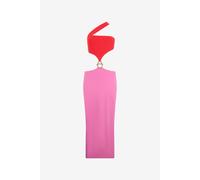 Roberto Cavalli Vestido Largo Asimétrico Con Detalle Joya - Female Vestidos Maxi Pink/red S