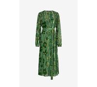 Roberto Cavalli Vestido Midi Verde De Devoré De Terciopelo - Female Verde/oro 38