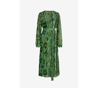 Roberto Cavalli Vestido Midi Verde De Devoré De Terciopelo - Female Verde/oro 44