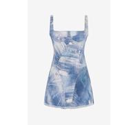 Roberto Cavalli Vestido Mini Estampado Denim Patch - Female Vestidos Dark Blue 38