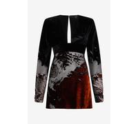 Roberto Cavalli Vestido Mini Negro De Terciopelo Devoré De Seda Y Viscosa Con Efecto Lava - Female Negro 42