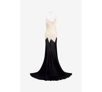Roberto Cavalli Vestido Slip De Seda - Female Vestidos Maxi Avorio/nero 40