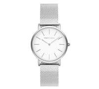 Roberto Marino Reloj de malla para mujer RM1611 - Acero inoxidable plateado, 3ATM, esfera blanca, plateado
