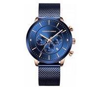 Roberto Marino RM3435 - Reloj de pulsera de lujo para hombre, acero inoxidable azul, cuarzo, resistente al agua hasta 3 ATM, elegante reloj de vestir para hombre, diseño vintage, ideal como reloj para