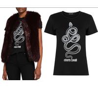 ROBERTO SERPIENTE CAVALLI ESTAMPADO MONOGRAM ALGODÓN CAMISETA TOP LOUNGE ICONIC