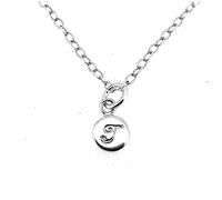 Roberts & Co Collar con inicial en forma de T de 6 mm, dije de disco personalizado de plata de ley con letra de salón de baile, Plata esterlina