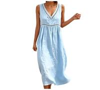 Robes d'été pour Femmes, Manches Courtes, élastiques, respirantes, minimalistes, courbées, Grande Taille, Blanc, 3XL (1A-Light Blue, XXXL)