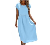 Robes d'été pour Femmes, Manches Courtes, élastiques, respirantes, minimalistes, courbées, Grande Taille, Blanc, 3XL (1F-Light Blue, M)