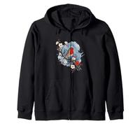 Robin Bird Cherry Blossom Tree Floral Woodblock Art Sudadera con Capucha