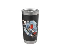 Robin Bird Cherry Blossom Tree Floral Woodblock Art Vaso térmico de acero inoxidable de doble pared