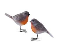 Robin Bird Figuras - Juego de escultura decorativa de resina de 2, adornos rústicos de yarda y acentos del hogar | decoración de pájaros para salón, jardín, baño, dormitorio, chimenea y