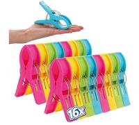 Robin Goods® 16x Pinzas Toalla XXL para Tumbona, Silla Playa y balcón - Grandes sujeta Toallas para jardín y Camping - Beach Towel Clips para Toallas y Mantas (16x Colorido)