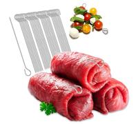 Robin Goods® 32x Agujas para rollos de acero inoxidable - Brochetas para carne de 11 cm de largo, inoxidables, duraderas - Juego de brochetas, repuesto de clip para rollos (32 piezas - aguja)