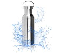 Robin Goods® Botella para Beber de Acero Inoxidable con asa - Botella Termo para Camping irrompible y sin BPA - de Doble Pared 1000 ml (1 Pieza - 1000ml con asa)