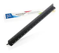 Robin Goods® Regla triangular de aluminio - Regla de arquitecto para dibujos de construcción - Regla de dibujo para arquitectos, dibujantes, ingenieros, estudiantes - 32cm (negro - escala gran)
