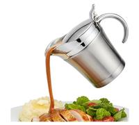 Robin Goods® Salsera térmica, jarra de acero inoxidable de doble pared, recipiente aislado con tapa abatible y asa, conserva calor o frío, apta para lavavajillas