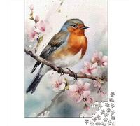 Robin pájaro Acuarela 1000 Piezas Stock De Cartas Premium Rompecabezas Premium Fans De Adolescentes 12-18 Años Difícil Desafío Decoración De Paredes 38x26cm/1000pcs