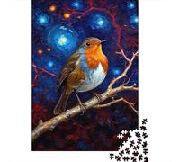 Robin pájaro Cielo Nocturno 1000 Piezas Cartón Resistente Rompecabezas Clásicos para Adultos Niños Imposible Difícil Desafío Descompresión Y Decoración De Paredes Idea De Regalo 70x50cm/1000pcs