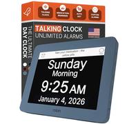 Robin Reloj de día 2026 para personas mayores, calendario digital grande de 8 pulgadas, reloj de demencia con función de conversación, alarmas, pantalla fácil de leer para ancianos, fecha y hora