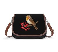 Robin Sitting on Mistletoe Tree Branch - Monederos de cuero para mujer, bandolera