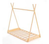 Robincool Cama Infantil Tipi Montessori de Madera Ecológica Tipi Dreams 150,5x75x138 cm para Colchón de 140x70 cm Guirnalda LED