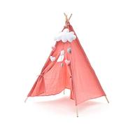 ROBINCOOL Kindertipi Montessori Kalpana, 80 x 80 x 110 cm, para Interior y Exterior, de Tela Rosa con Nube Decorativa, para niños a Partir de 1 año