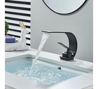 Robinet de Bassin de Salle de Bain Bascade SPAT Tap Bend de Pliage de Conception de Pont Support à Palet Unique Boucheur à Eau Chaude Froide Cranche à nœuds (Couleur: Brosse Or)