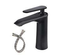 Robinet de Bassin doré brossé Baillé Robinet d'évier de pulvérisation à poignée à poignée de Pull-Out Robinet de comptoir monté sur Le Plafond à Eau Chaude et à Eau Froide (Chrome Short)
