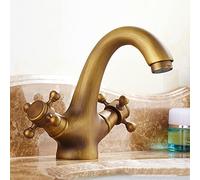 Robinet de lavabo Vintage Antique de Salle de Bain, poignées Doubles Robinet de lavabo de Salle de Bain, mélangeur Chaud à Chaud Robinet de vanité Vintage, Robinet de Salle de Bain Trou Simple,