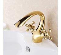 Robinet de lavabo Vintage Salle de Bain, mélangeur à poignée transversale à Double poignée de Salle de Bain Robinet d'évier, Robinet de Salle de Bain en Laiton, Robinet de Robinet à lavabo Chaud