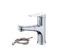 Robinet de Salle de Bain en Laiton Simple Trou avec pulvérisateur de pulvérisateur à poignée Unique à 360 degrés de Rotation de Rotation Taper Moderne lavabo de Salle de Bain robinet-20x18x5cm-