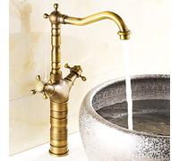 Robinet de Salle de Bain Vintage Antique, Robinet de lavabo de Salle de Bain pivotant à 360 degrés, mélangeur Chaud à Froid