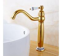 Robinet de Salle de Bain Vintage, Robinet d'évier de Salle de Bain pivotant à 360° Fauce de Salle de Bain en Laiton/Bassin D'eau Chaude Robinet Chaud Froid, Robinet de Salle de Bain à