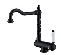 Robinets de Cuisine pliants à l'intérieur de la fenêtre en Laiton Antique 360 ° Rotation d'eau Chaude et Eau Froide Chagrin sierre de Cuisine robinets-Noir (Matt Black)