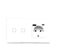 Robito - Panel de Interruptor Doble Táctil | Enchufe con USB y USB-C | Compatible con SmartHome y Tuya | Diseño Moderno y Minimalista, Blanco, Plástico