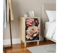 Roble duradero con amplio almacenamiento BORNE Marrón 36 x 33 x 60 cm | Mesa de noche BORNE Roble Sonoma 36x33x60 cm con 3 Cajones, Moderna y Decorativa para Dormitorio, Acero Negro
