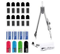 RobLuX 200 Piezas Minas De Recambio Para Compás Minas Para Compás De 2 mm Con 4 Unidades De Sacapuntas Universal 4 Goma De Borrar 1 Brújula Para Crear Dibujos Matemáticos