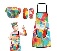 RobLuX Bata Pintura Niños Delantal Escolar Infantil Impermeable Viene Con 2 Mangas Y 1 Capucha para 7-12 Años Niñas Niños Apto para Pintura Cocina Escuela