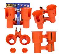 Robo Cup - Portavasos Doble, Pinza para Clip en Varios usos: Bebidas, caña de Pescar, Herramientas, Palo de Tambor, Playa, Naranja