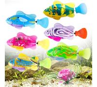 Robo Fish, 6 Piezas Peces de Juguete Movimiento, Reutilizable Peces Electrónicos, Natación Eléctrica, Pez de Juguete de Plastico, Pez Nadando para la Piscina Niños Gatos
