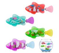 Robo Fish, Peces Electrónicos para Mascotas, Peces Eléctricos con Luminoso | 4 piezas de peces robots flotantes, juguetes de piscina, funciona con pilas, para piscina de gatos, bañera, acuario