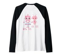 Robo Girl Robot Sister Robótica Lil Sis Big Sis ARTE EN LA ESPALDA Camiseta Manga Raglan