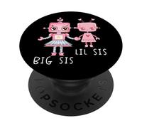 Robo Girl Robot Sister Robótica Lil Sis Big Sis ARTE EN LA ESPALDA PopSockets PopGrip Adhesivo