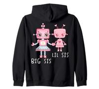 Robo Girl Robot Sister Robótica Lil Sis Big Sis ARTE EN LA ESPALDA Sudadera con Capucha