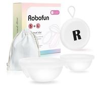 Robofun Disco Menstrual, 2 piezas (S+L) - Copa Menstrual Reutilizable de Silicona Médica 100% para todas las corrientes, sin peligro para el deporte y la natación, transparente