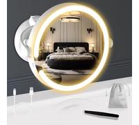 Robofun - Espejo de Maquillaje Luminoso con Ventosa Potente, 20 Espejos de Aumento Luminoso, Espejo de Aumento de luz Ajustable en Intensidad, con una Altura Ajustable de 25 cm