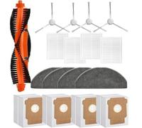 Roboparts® Kit repuestos Recambio Rodillo Principal, 4 cepillos Laterales, 4 Filtro hepa, 4 mopas y 4 Bolsas de Repuesto Compatible con iRobot Roomba Combo 2 Essential